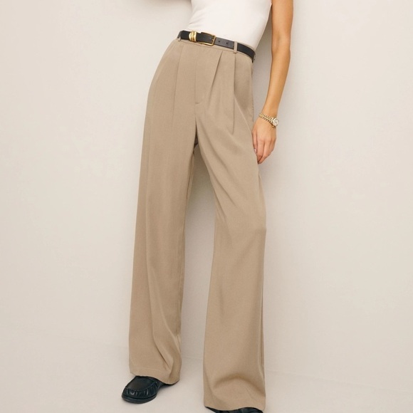 REFORMATION Mason Pant In Khaki - Picture 4 of 8